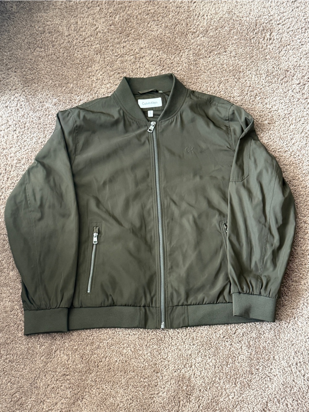 Calvin Klein Olive Green Bomber Jacket Like New